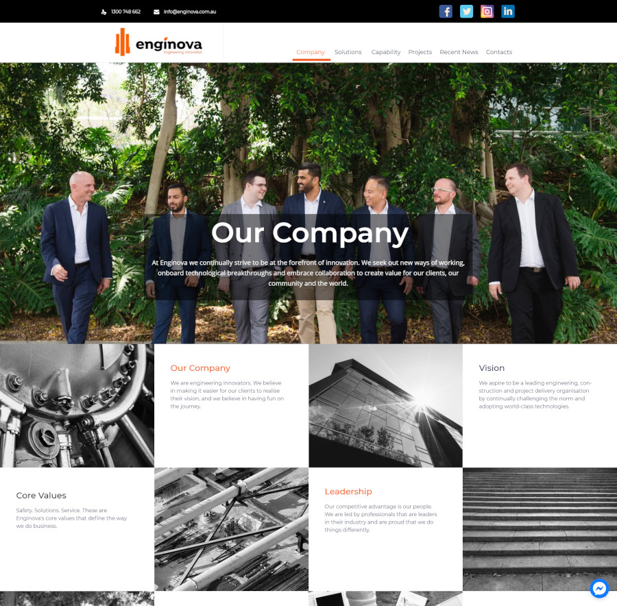Enginova website design WordPress